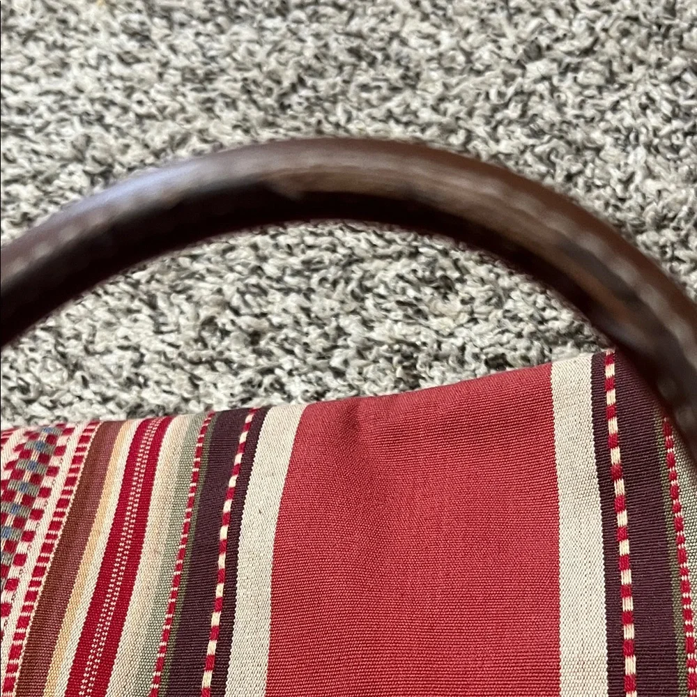 Elegant Red and Brown Striped Tote Bag